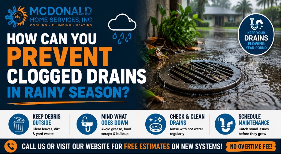 Florida homeowner dealing with drain issues during rainy season